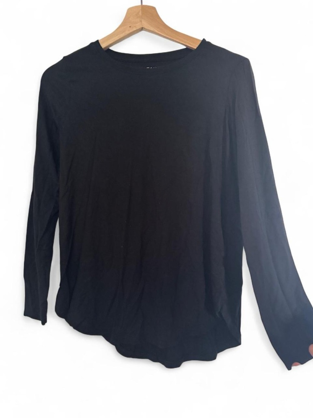 Tahari Black Long Sleeve Crewneck Top